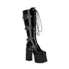 Plus Size Thick Heel Super High Heel High Leg Boot Five-pointed Star Locking Buckle Front Lace-up