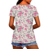 T-shirt da donna, stampa floreale e botanica, maniche corte scollo a V casual