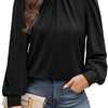 Women's Long Sleeve Small Turtleneck Solid Color Pleated