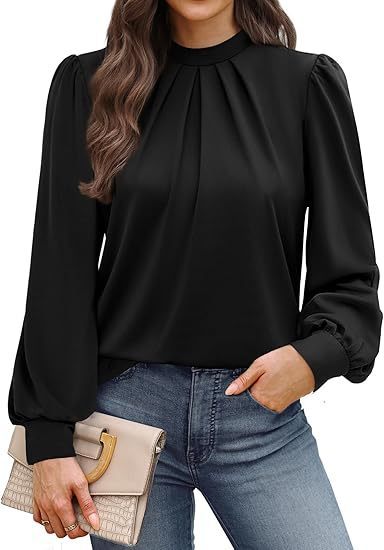 Women's Long Sleeve Small Turtleneck Solid Color Pleated