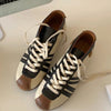 Thick Bottom Cowhide Lace-up Special-interest Design Color Matching Bowling Shoes