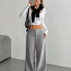 Casual Women's Front And Back Pockets Loose Solid Color Pockets Mopping Wide Leg Pants