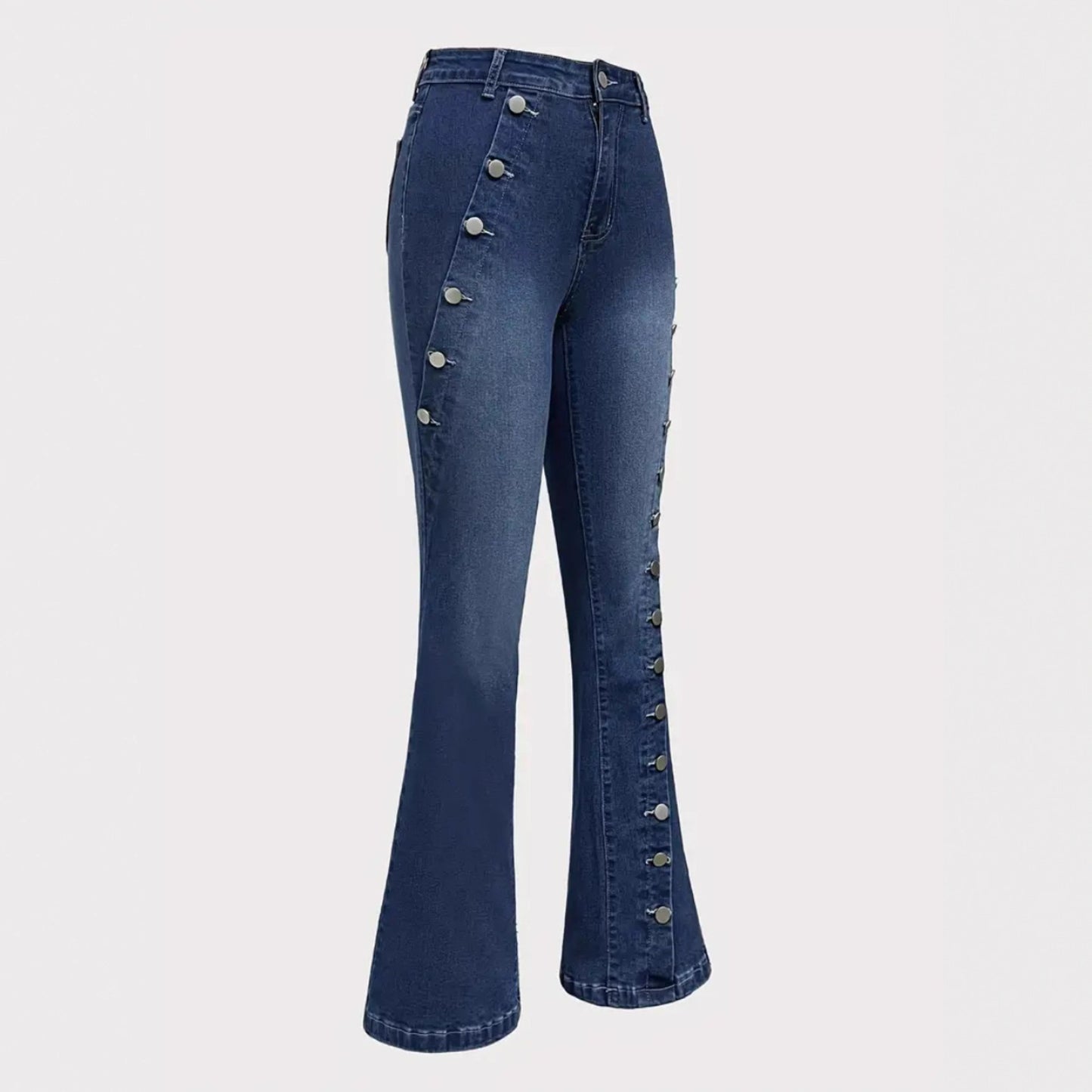 Jeans Slim Blu Tinta Unita di Tendenza