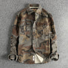 Retro Men Cargo Pocket Design Camouflage Shirt Coat
