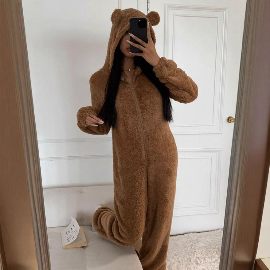 Berretto con orecchie, comoda tuta con cerniera