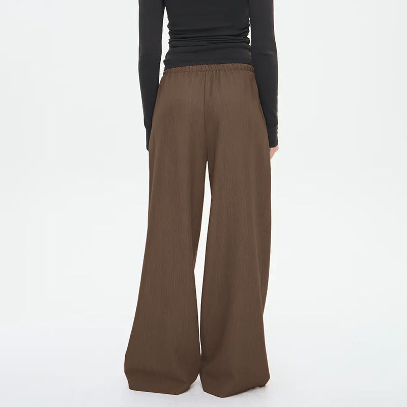 Women's Waist Drawstring Straight-leg Trousers Casual Pants