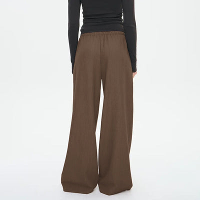 Women's Waist Drawstring Straight-leg Trousers Casual Pants