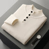 Thickened Four-button Half-collar Wool Sweater Men
