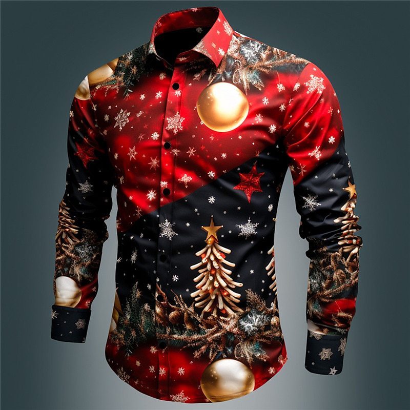 Christmas Element Men's Lapel Casual Shirt