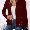 Women's Beaded Heavy-duty Zipper Ruffled Hem Coat