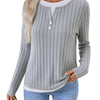 Women's Fake Two-piece Round Neck Button Pullover Grinding Sweater