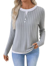 Women's Fake Two-piece Round Neck Button Pullover Grinding Sweater