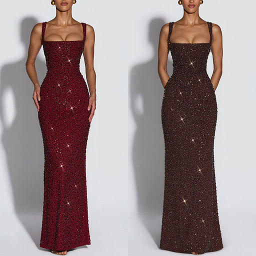 Womens Sequin-decorated Figure-hugging Fashionable Dress