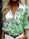 Nuova camicia da donna a maniche lunghe con delicata stampa floreale