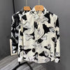 Men's Floral Pattern Slim Fit Print Long Sleeve Shirt