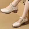 Scarpe Mary Jane in pelle da donna in stile giapponese con perle