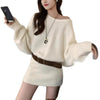 Off-shoulder Loose-fitting Women's Sweater Skirt Casual Knitted Top