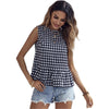 Summer European And American Style Casual Plaid Crew-Neck Sleeveless Top
