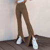 Fashionable And Elegant Commuting Slit Small Personality Solid Color Flared Pants