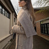 Women's Polyester Striped Woolen Trench Coat