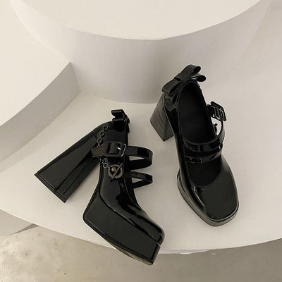 Chunky Heel French Platform Mary Jane Shoes Women's Small Fashion