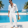 Set due pezzi camicia e pantaloni in lino da uomo