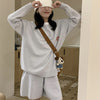 Casual Sports Knitted Sweater Shorts Suit