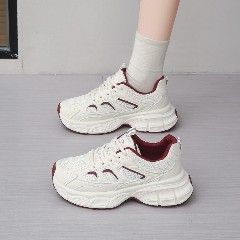 Scarpe sportive casual in rete, scarpe da corsa con plateau bianche versatili e antiscivolo