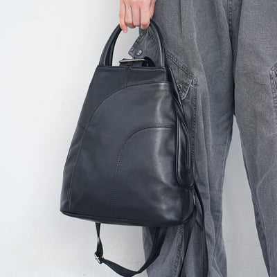 Zaino da donna multifunzionale in pelle bovina con primo strato, grande capacità