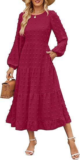 Autumn Long Sleeve Dress Casual Round Neck