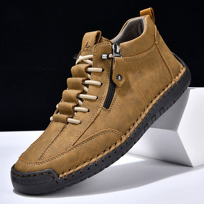Men's Casual Leather Shoes Retro High Top