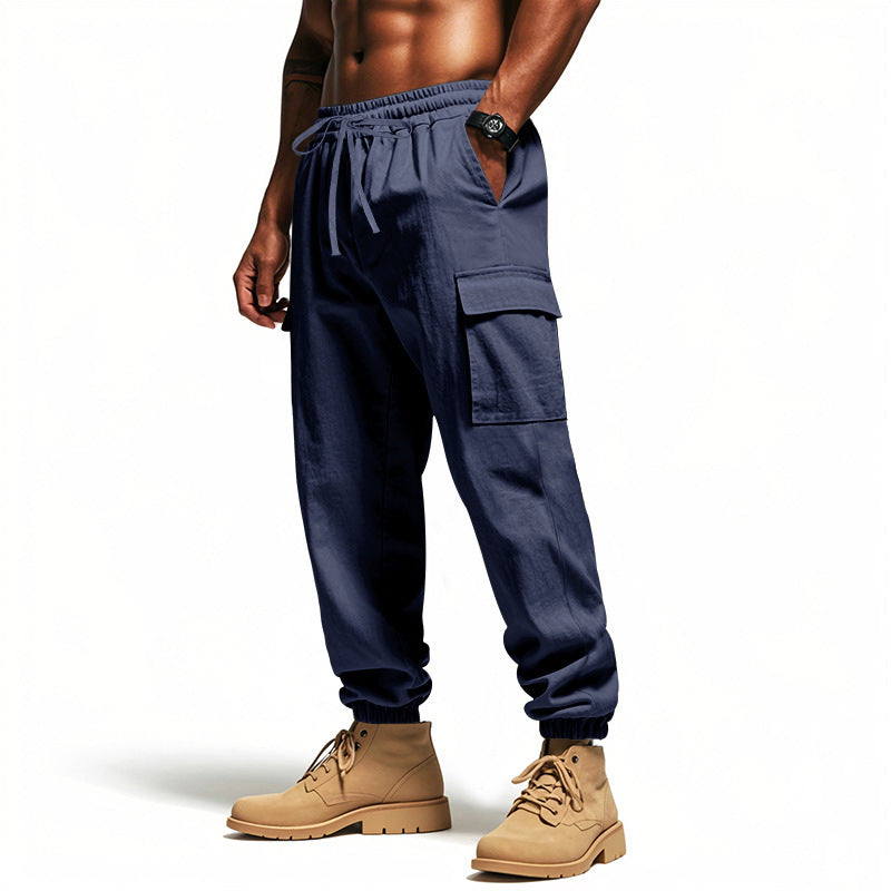 Loose Multi-pocket Workwear Ankle Banded Slacks