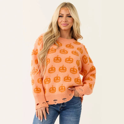 Women's Round Neck Pullover Long Sleeve Sweater