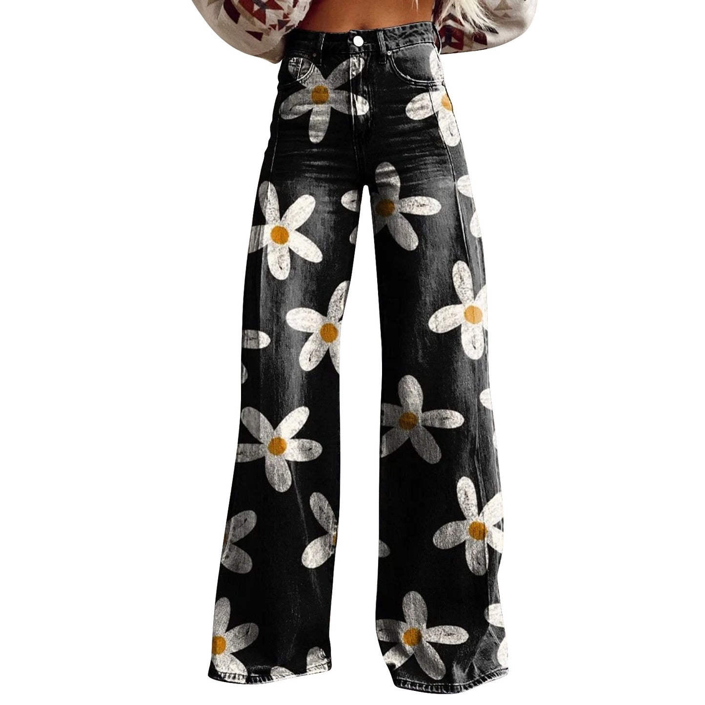 American And European-style Womens Flared Denim Jeans Made From Pure Cotton