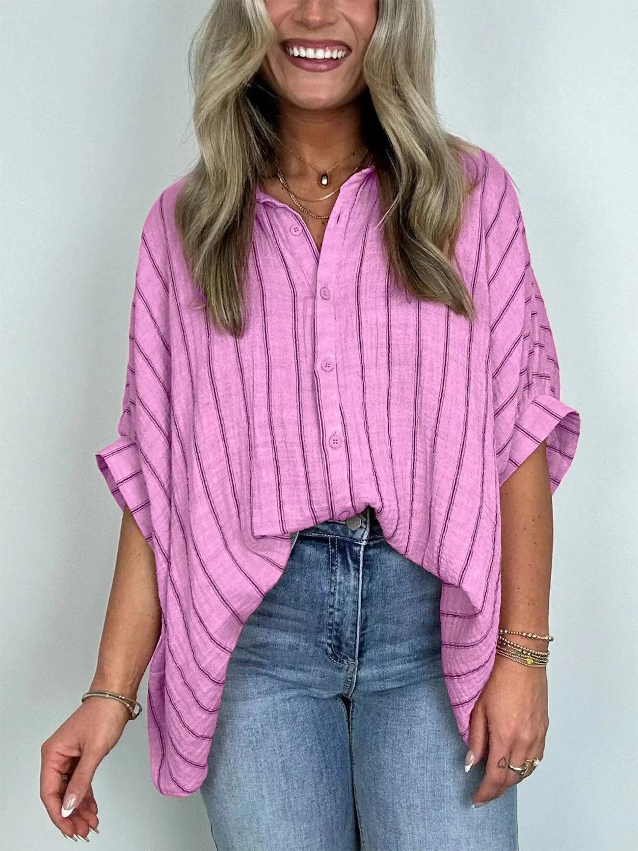 Camicia casual a righe a vestibilità ampia