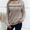 Twisted Knitted Turtleneck Buttons Raglan Sleeve Sweater