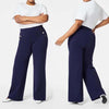 Women's Loose Plus Size Casual Wide Leg Straight Pants High Elastic Button Trousers