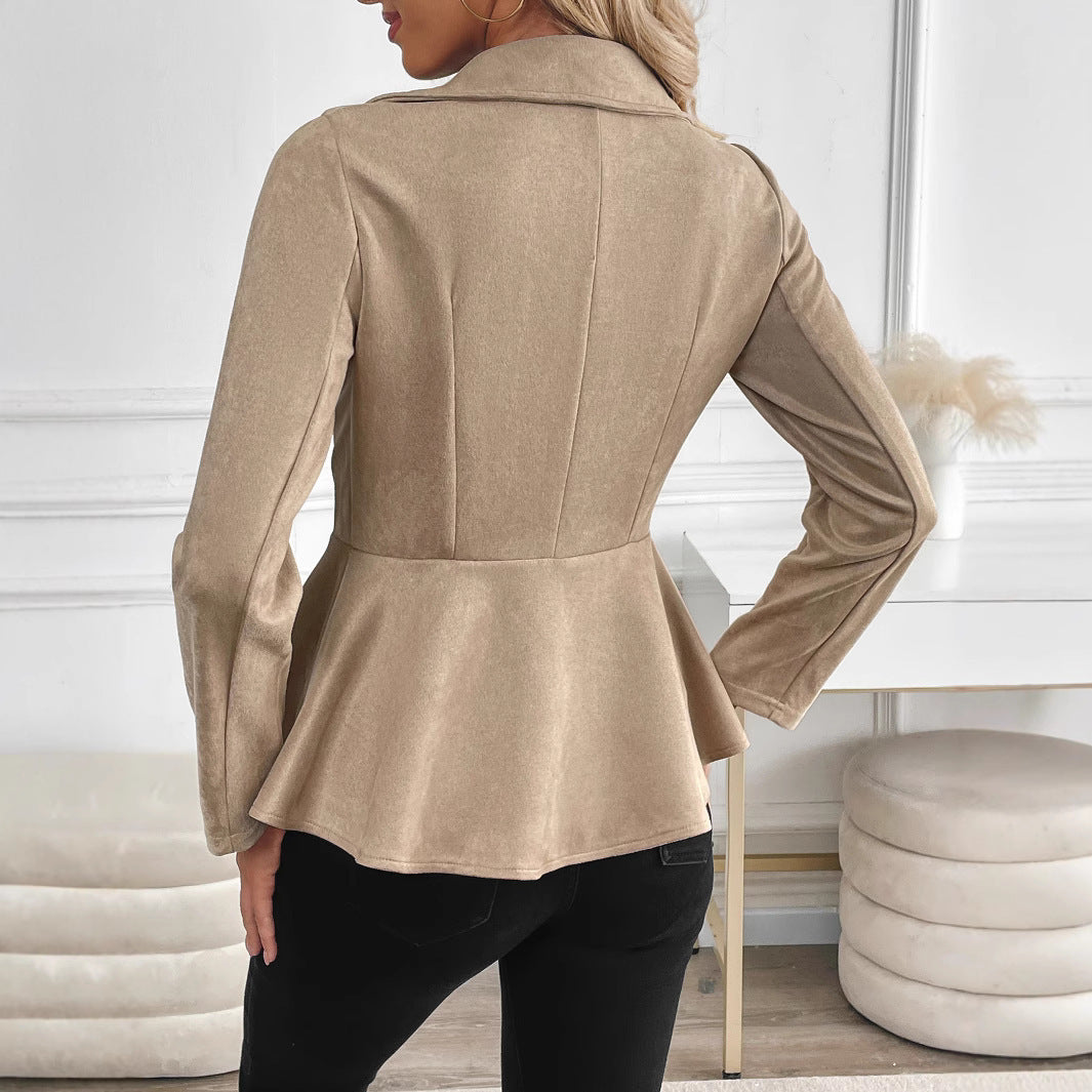 Elegant Office Suede Fabric Jacket Coat