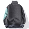 Contrast Color Turtleneck Men's Fleece-lined Knitting Bottoming Loose Sweater