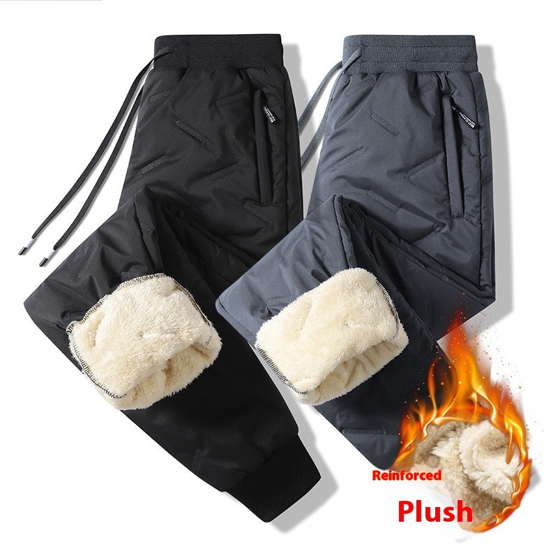 Men's Winter Windproof Warm Tactical Pants Loose Plus Size Fleece-lined