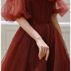 Abito da ballo da principessa lungo in tulle rosso a spalle scoperte
