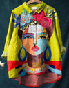 Camicia da donna estiva casual a maniche corte con stampa e colletto, taglia europea