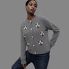 Korean Style Round Neck Embroidered Knitted Cardigan Sweater Coat