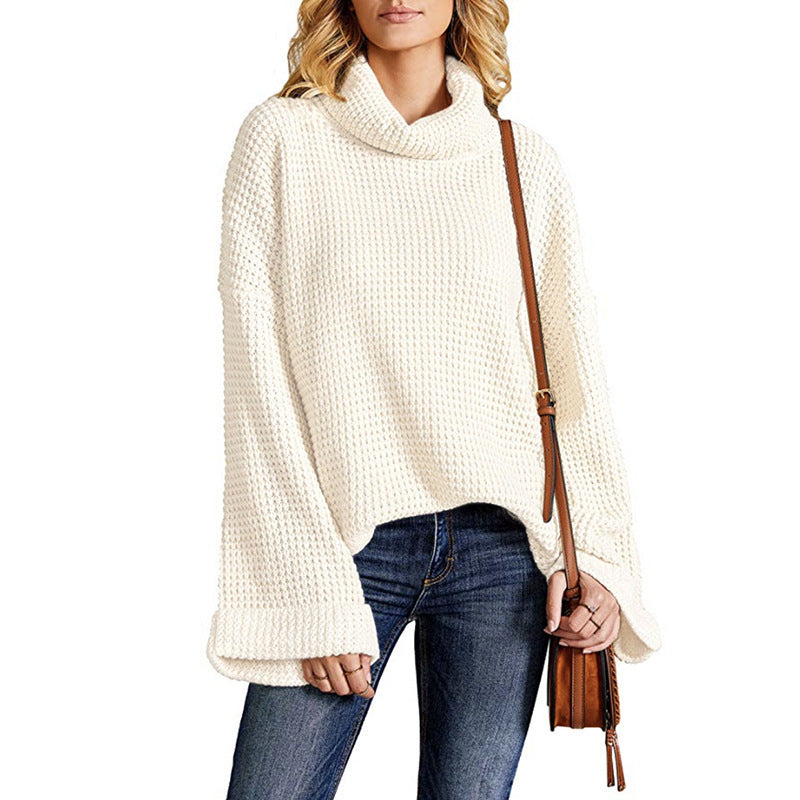 Solid Color Sweater Women's European And American Lapel Loose
