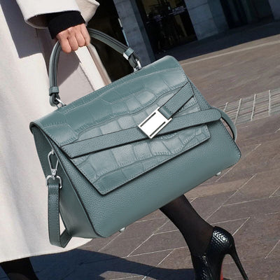 Elegant Lightweight Leather Alligator Print Handbag