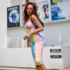 Casual Tie-Dye Long Dress With A Cross-Back Design