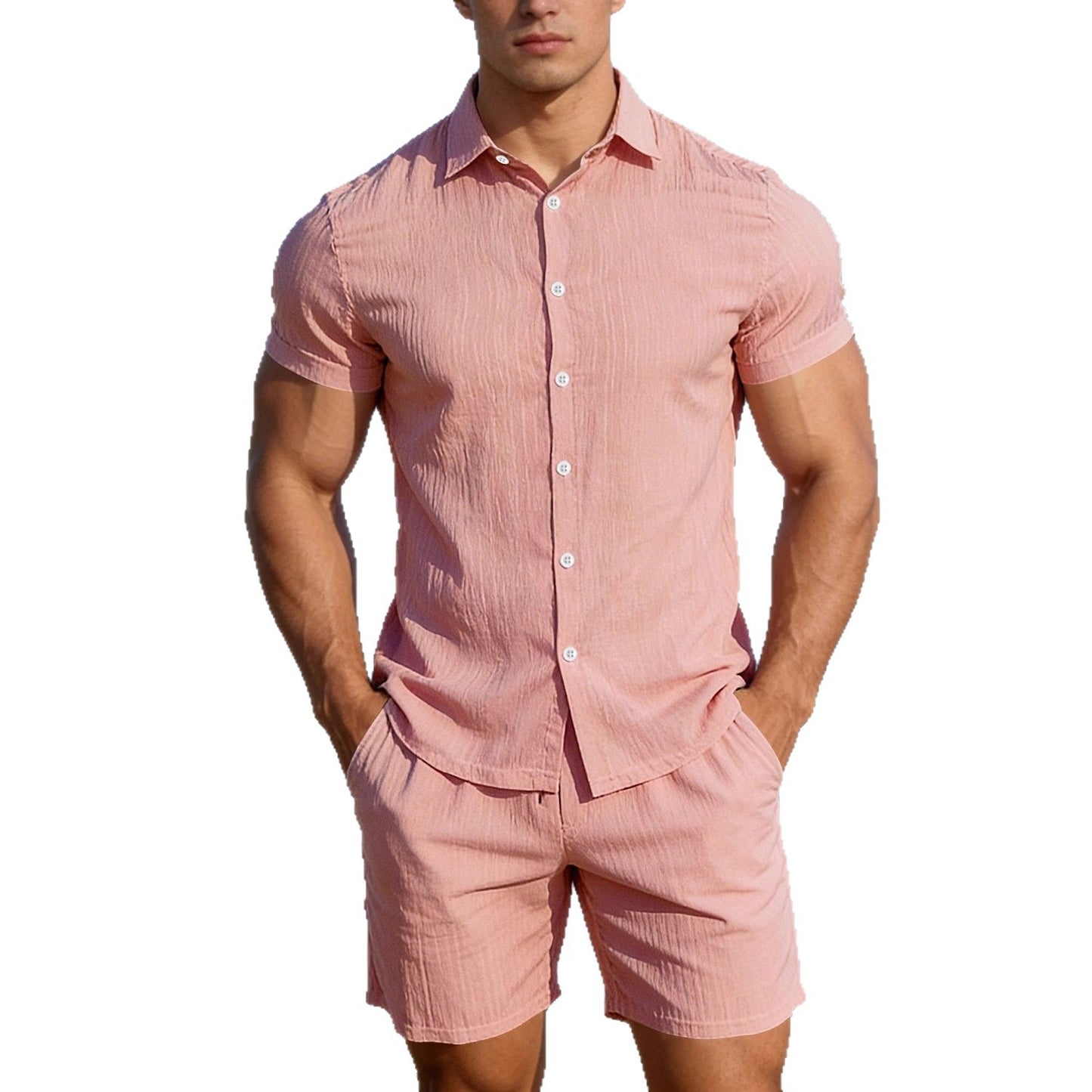 Completo due pezzi da uomo casual con top a maniche corte e pantaloncini