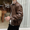 Retro Young Men's Loose Short Leather Jacket