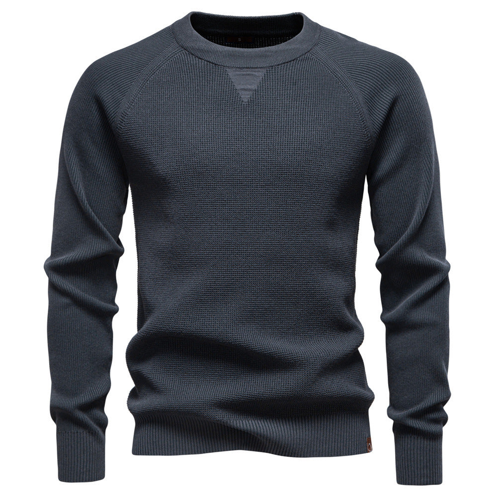 Maglione da uomo lavorato a maglia casual da lavoro di alta qualità, girocollo, tinta unita, alla moda