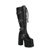 Plus Size Thick Heel Super High Heel High Leg Boot Five-pointed Star Locking Buckle Front Lace-up
